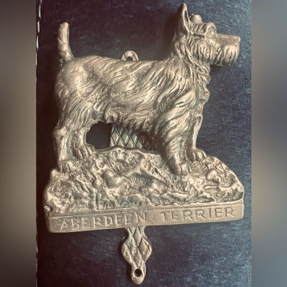 Vintage Solid Brass Door Knocker Aberdeen Terrier Dog 5.5”X4” - Picture 5 of 13